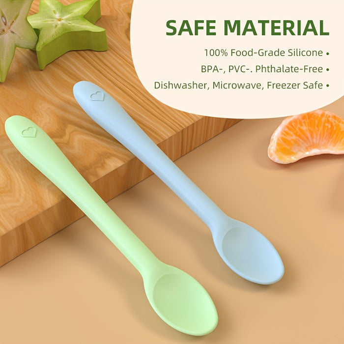 6pcs Silicone Baby Spoons Flexble Bend Handle for Easy Feeding As Halloween, Chrismas Gift