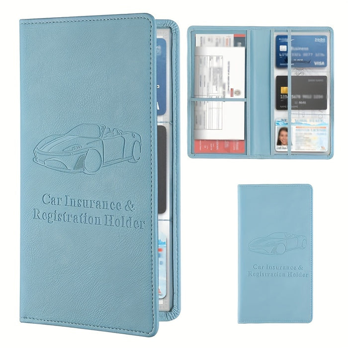 Premium Car Document Wallet for Men & Women, Faux Leather Glove Box Organizer for Registration, Insurance, Manual, and More