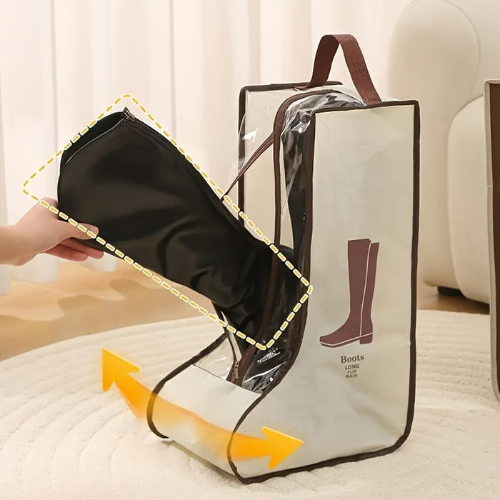 Transparent Shoe Bag With Carry Handle, Non-Woven Material, Elegant Design, Long-Lasting Use, Machine Washable
