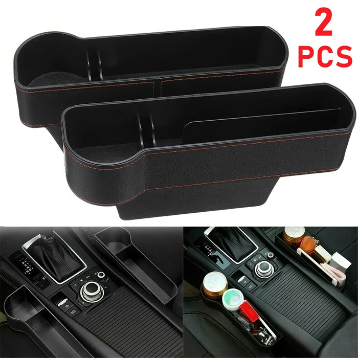 2pcs Car Seat Gap Catcher Filler Storage Box Pocket Organizer Holder ABS SUV -US