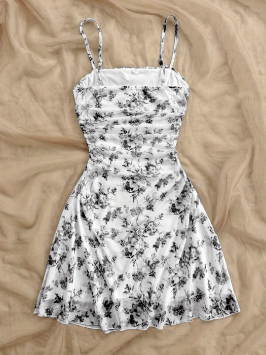 [New Floral Print Elegant Dress] Women's New Floral Print Halter Dress Fashionable Elegant Suitable for All Seasons