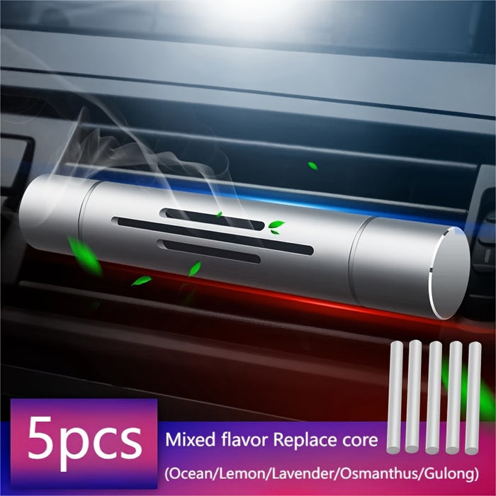 Car Air Freshener Vent Clip with Essential Oil Scents - Aromatherapy Diffuser for Refreshing Fragrance - 5 Scent Sticks and Holder