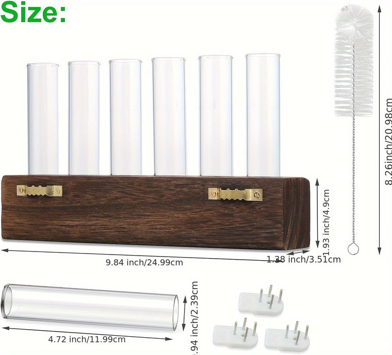 Glass Plant Propagation Station With 6 Test Tubes, For Plants In Home Office, Garden, Living Room, Bedroom, Glass Container For Plants, Gift For Ladies