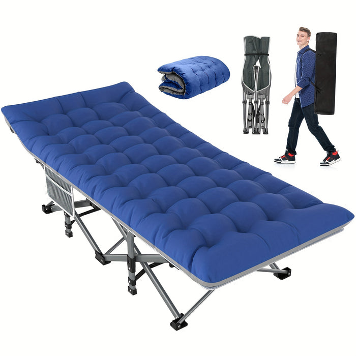 Folding Camping Cot With Mattress, Sleeping Cots For Adults - Heavy Duty Grey - Portable & Durable - Perfect for Camping, Hiking & Backpacking - Ideal Gift for Outdoor Enthusiasts
