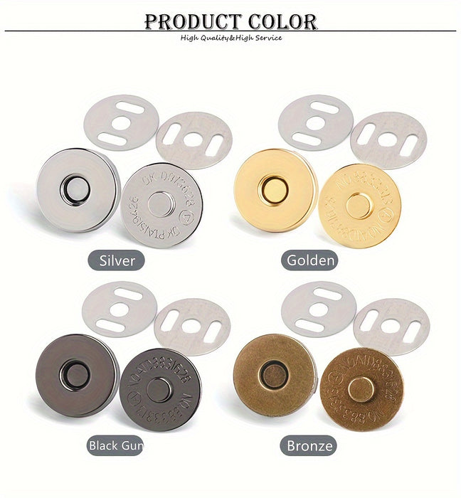 Pack Of 10 Magnetic Clasps, 14-18MM, For Handbags, Wallets, Craft Bags, And Accessories