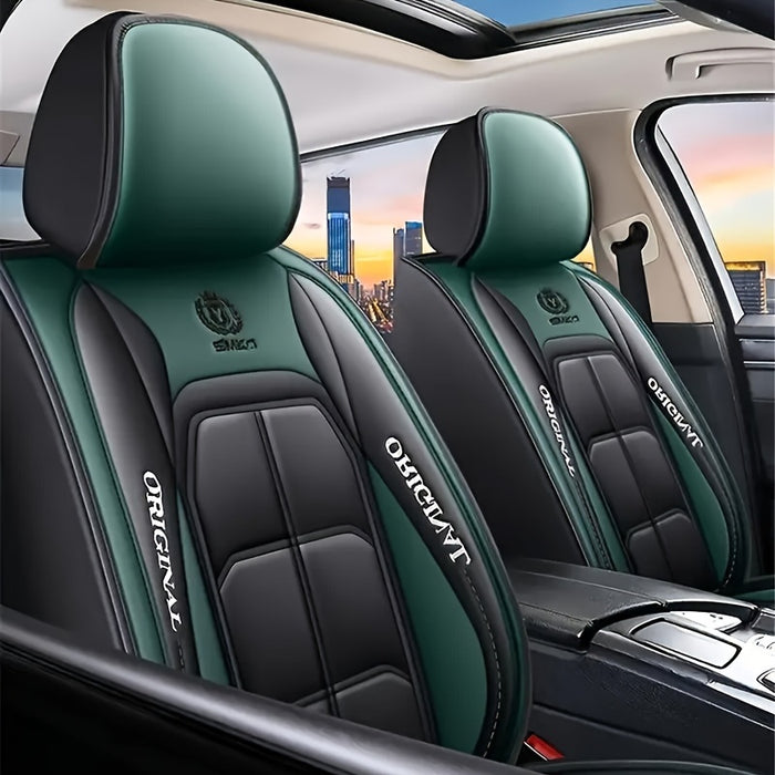 1pc ORIGINAL Blue & Black PU Leather Car Seat Cover - Durable, Breathable, Easy Installation, All-Season Protection - Premium Interior Upgrade for Front Seats