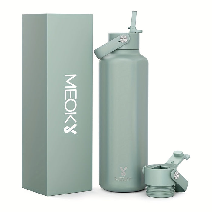 Meoky 24oz Hexagonal Insulated Stainless Steel Water Bottle - Leakproof, BPA-Free, Keeps Drinks Cold for 24 Hours, with Lid & Spout, Portable with Handle - Ideal for Sports, Fitness, Hiking, Driving - Great Thanksgiving & Chr