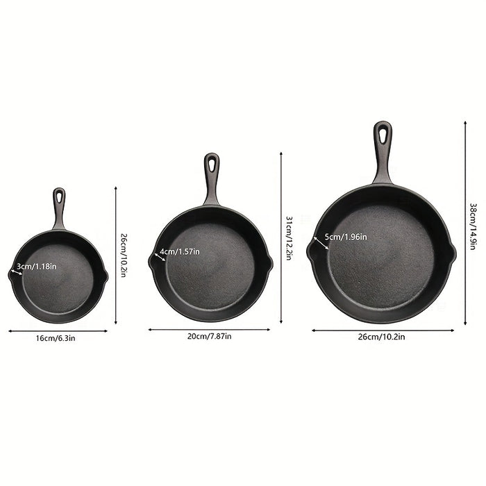 3PCS\4PCS\5pcs Cast Iron Skillet Set, Cast Iron Pan Without Coating Set, 6 Inch/8 Inch/10 Inch Cast Iron Frying Pan, Household Pan, Kitchen Accessories, Home Cook