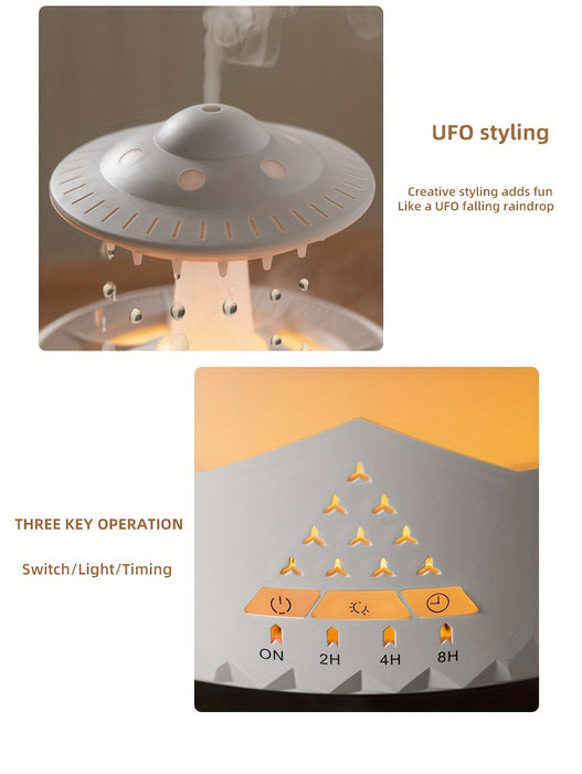 1pc UFO-Shaped Ultrasonic Aromatherapy Humidifier, Essential Oil Diffuser with LED Lights, Polypropylene & ABS, 110V-240V US Plug, for Home & Office Relaxation, Watch Decompression