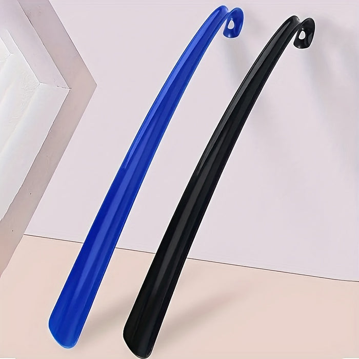 1pc Ergonomic Shoe Horn - 16.54inch Long, Thick Plastic, No-Bend Design for Easy Shoe Wear at Home or Hotel, Blue & Black Options