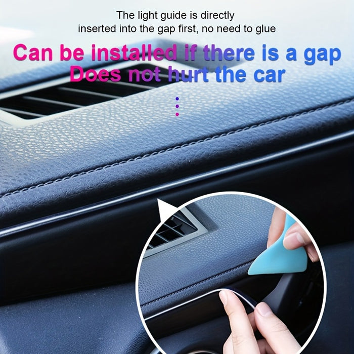 196.85inch blue LED Car Interior Lighting Strip Auto LED Strip Garland EL Wire Rope Car Decoration Lamp Flexible Tube Neon Car Accessories, Without Battery