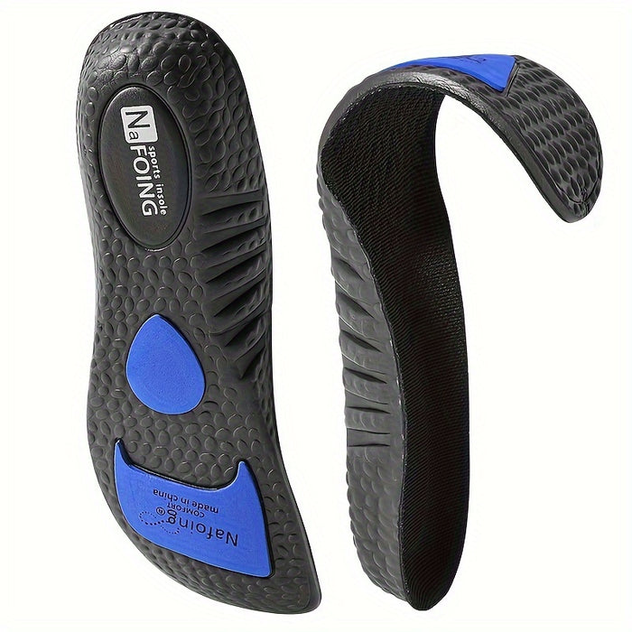 1 Pair COSYLEE High-Elasticity Arch Support Insoles for Running Shoes - Durable EVA Material, Black with Blue Accents, Textured Comfort Design, Ideal for Sports & Casual Footwear, Shoe Accessories