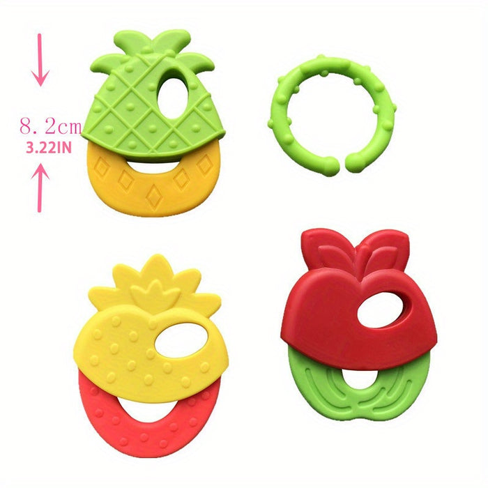 Baby Teething Toys, Silicone Baby Teether Freezer, Teether Keys, Fruit Shape Teether Set For Infant Boys And Girls easter gift