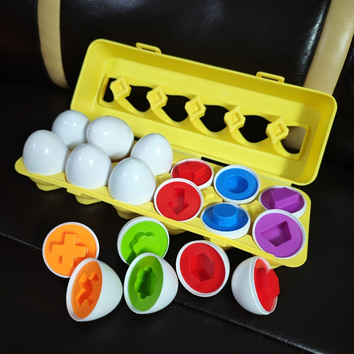 12pcs Colorful Egg Shape Matching Toy Set - Early Education Fine Motor Skills Development, Perfect for Halloween & Christmas Gifts
