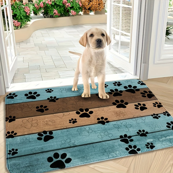 1pc Waterproof Dog Paw Print Doormat, Absorbent & Quick-Drying Dog Rug with Non-Slip Backing for Muddy Paws Entrance