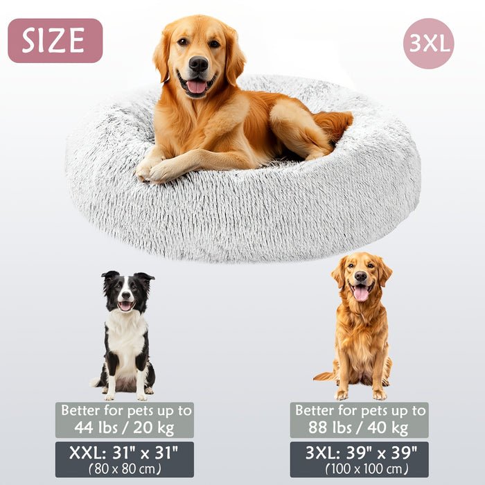 Calming Dog & Cat Bed, Donut Cuddler Warming Cozy Soft Round Bed, Fluffy Faux Fur Plush Cushion Bed For Small Medium And Large Dogs And Cats (16"/20"/24"/28"/31"/39") Christmas Gift