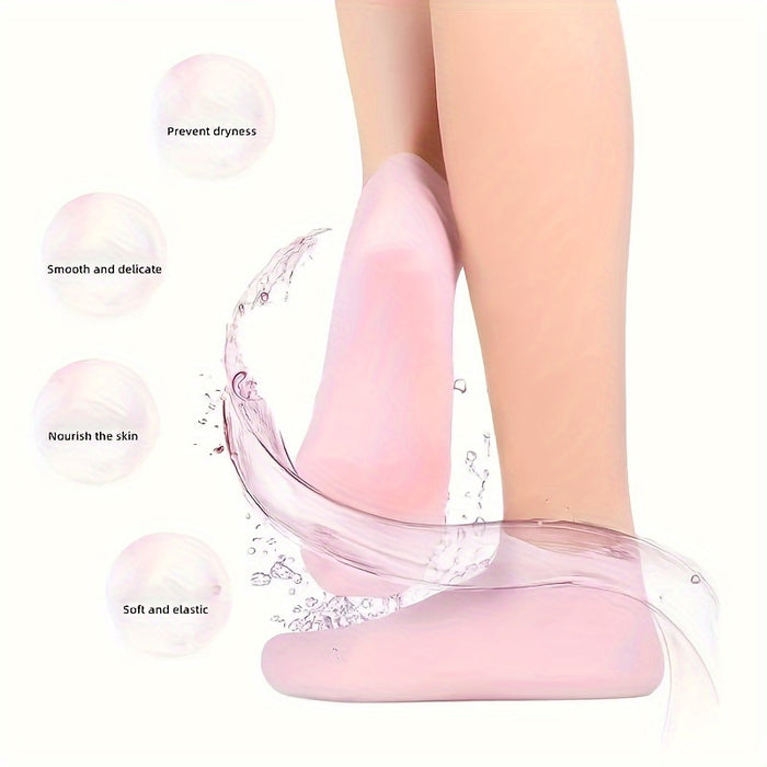 [Moisturizing Socks] Silicone Moisturizing Spa Socks | 1 Pair | Silicone | High Elasticity, Reusable, Non-Slip Gel Heel, Formaldehyde-Free | Overnight Use, Home Foot Care