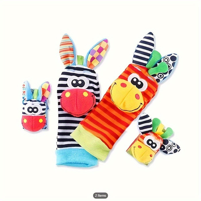 Newborn Baby Cartoon Animal Wrist Bell Rattle Socks, New Set Of And Plush Stuffed Toys, Cute And Comfortable Children'S Indoor Socks, Colourful And Diverse Styles, Gifts For Boys And Girls Doll Wrist Watch