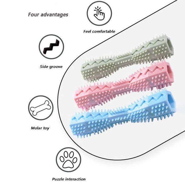 Durable Dog Chew Stick, Toothbrush For Tooth Cleaning And Massage - Soft Rubber Pet Toy
