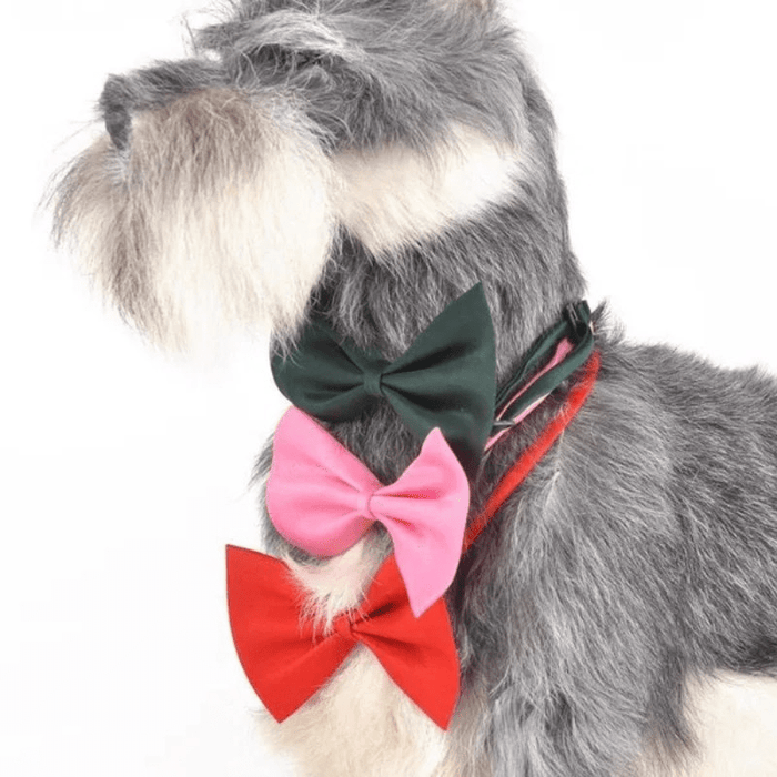 Chic Adjustable Pet Bow Tie Collar - Durable Polyester, Fits Small to Large Dogs & Cats