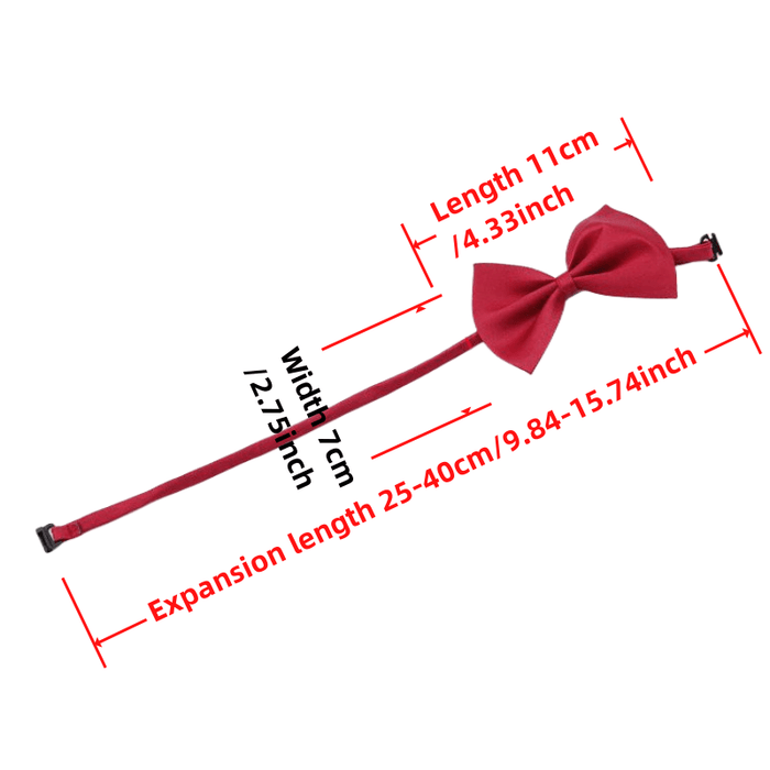 Chic Adjustable Pet Bow Tie Collar - Durable Polyester, Fits Small to Large Dogs & Cats