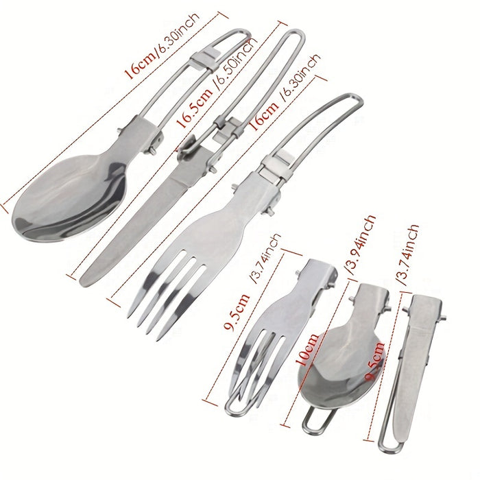 1pc Camping Cookware Kit With Stainless Forks Knives Spoons For Outdoor Camping, Picnic, Travel, Cooking