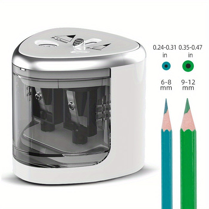 Electric Pencil Sharpener, Thick And Thin Dual-hole Semi-automatic Pencil Sharpener For Students, Powerful Two-hole Pen Turner