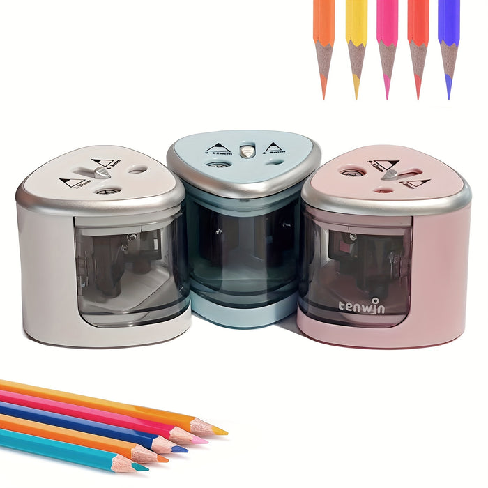 Electric Pencil Sharpener, Thick And Thin Dual-hole Semi-automatic Pencil Sharpener For Students, Powerful Two-hole Pen Turner