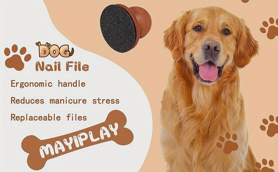Stress-Free Dog Nail Grooming File – Scratch Board for Easy, Gentle Trimming with Black Abrasive Surface & Wooden Handle – Perfect for All Dog Breeds