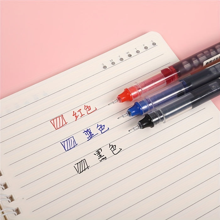 10pcs/straight Liquid Ball Pen Quick Drying Test Signature Gel Pen 0.5mm Black Blue Ink School Office Student Ball Pen Stationery School Rollerball Pen
