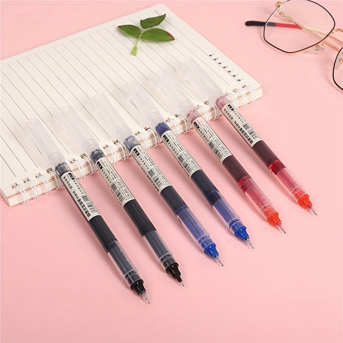 10pcs/straight Liquid Ball Pen Quick Drying Test Signature Gel Pen 0.5mm Black Blue Ink School Office Student Ball Pen Stationery School Rollerball Pen