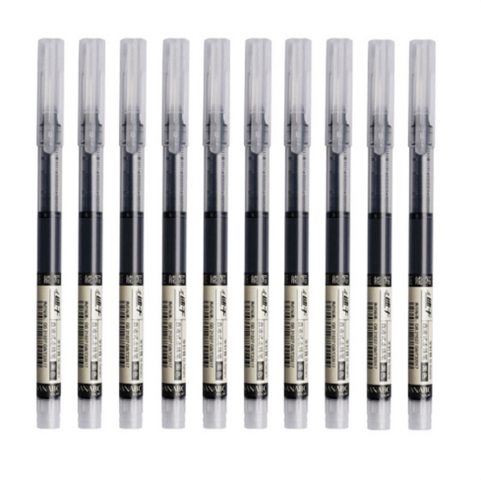 10pcs/straight Liquid Ball Pen Quick Drying Test Signature Gel Pen 0.5mm Black Blue Ink School Office Student Ball Pen Stationery School Rollerball Pen