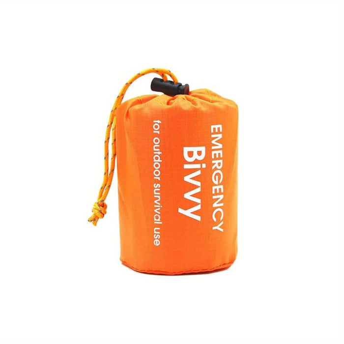 Lightweight & Portable Orange Emergency Sleeping Bag - Reusable, PE Material Survival Blanket with Drawstring Closure, Ideal for Camping, Hiking & Outdoor Rescue, 35.8x83.8 Inches, Camping Blanket