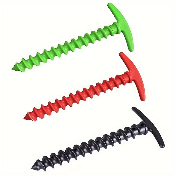 10pcs 10 Pack Windproof Ground Stakes for Camping Tents, Spiral Nails, Red, Black, Green