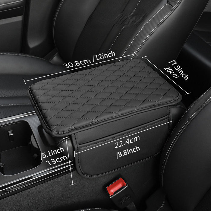1pc Car Armrest Box Heightening Pad With Side Storage Bag, Car Armrest Box Cushion With Storage Pocket, Car Interior Decoration Accessories, Universal For Four Seasons
