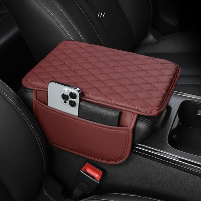 1pc Car Armrest Box Heightening Pad With Side Storage Bag, Car Armrest Box Cushion With Storage Pocket, Car Interior Decoration Accessories, Universal For Four Seasons