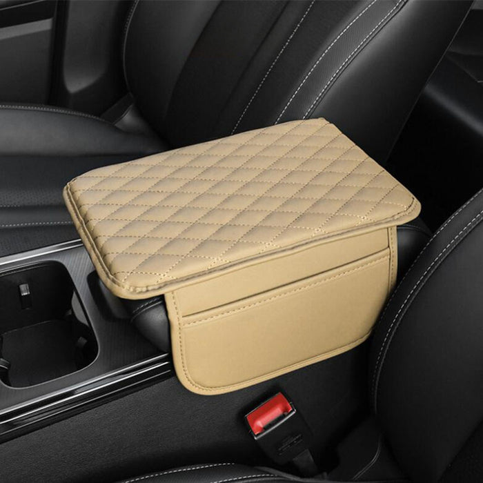 1pc Car Armrest Box Heightening Pad With Side Storage Bag, Car Armrest Box Cushion With Storage Pocket, Car Interior Decoration Accessories, Universal For Four Seasons