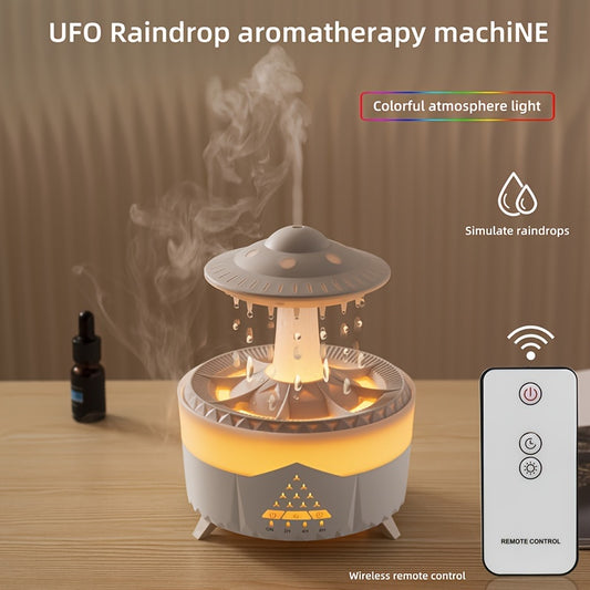 1pc UFO-Shaped Ultrasonic Aromatherapy Humidifier, Essential Oil Diffuser with LED Lights, Polypropylene & ABS, 110V-240V US Plug, for Home & Office Relaxation, Watch Decompression