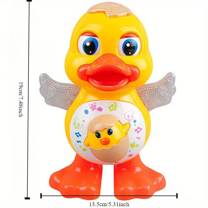 Interactive Dancing Duck Toy with Flashing Lights and Music, Cartoon Animal with Rotating Wings and Moving Eyes, Battery Operated, Ideal Christmas Gift for Youngsters 3-6 Years - Multicolor (Batteries Not Included), Cartoon T