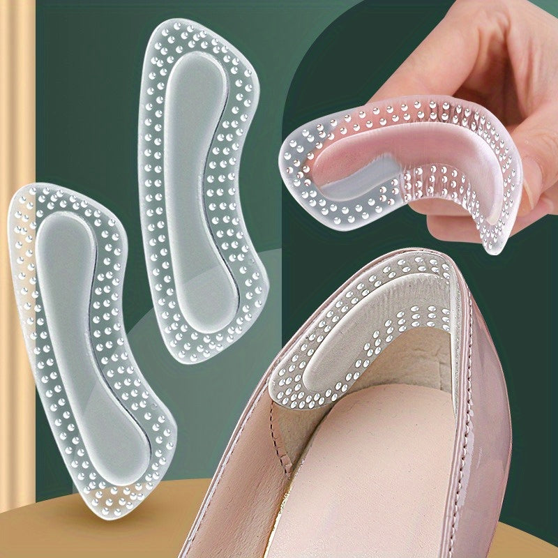 1 Pair Soft Gel Heel Cushions for Shoes - Comfortable & Tighter Fit Inserts for Men and Women, Transparent Design with Dotted Pattern for Enhanced Support, Shoe Comfort Accessories | Nonslip Shoe Pads | Durable Shoe Inserts