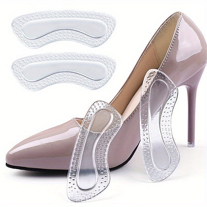 1 Pair Soft Gel Heel Cushions for Shoes - Comfortable & Tighter Fit Inserts for Men and Women, Transparent Design with Dotted Pattern for Enhanced Support, Shoe Comfort Accessories | Nonslip Shoe Pads | Durable Shoe Inserts