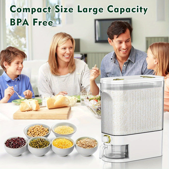 11.02LB/22.05LB Rice Dispenser, Large Dry Grain Storage Container with Measuring Cup And Time Scale, Food Dispenser for Kitchen Organization And Food Storage Room Used to Hold Grain Dry Grain