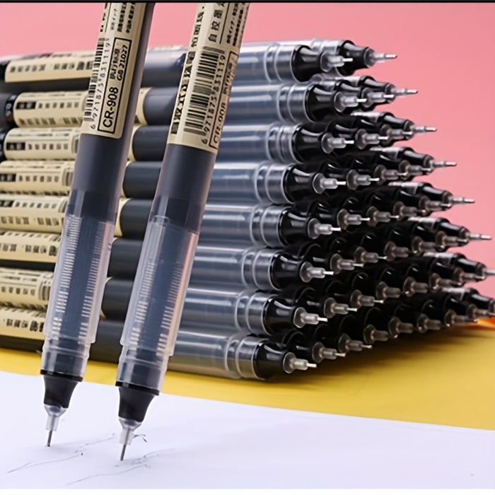 10pcs/straight Liquid Ball Pen Quick Drying Test Signature Gel Pen 0.5mm Black Blue Ink School Office Student Ball Pen Stationery School Rollerball Pen