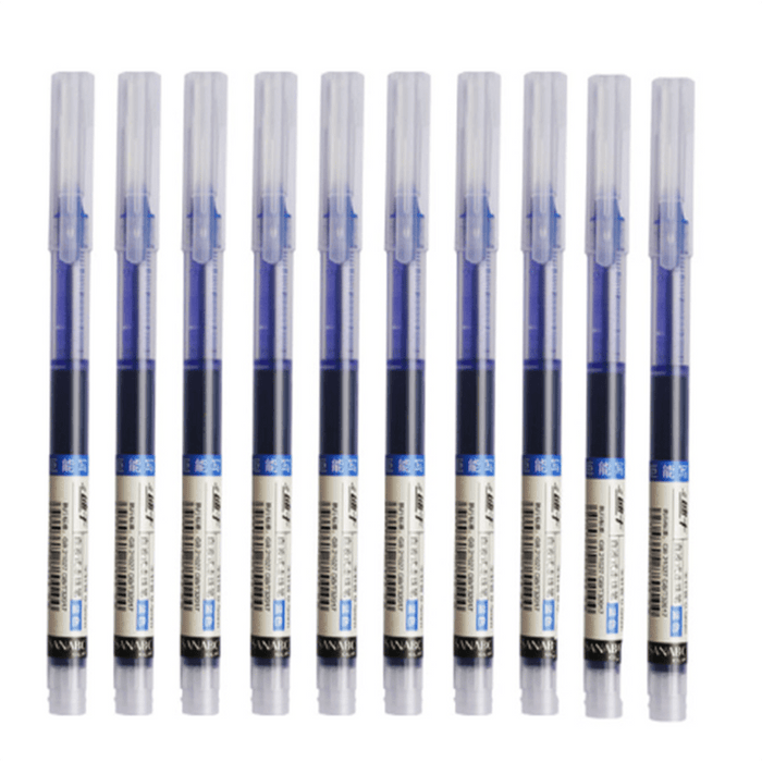 10pcs/straight Liquid Ball Pen Quick Drying Test Signature Gel Pen 0.5mm Black Blue Ink School Office Student Ball Pen Stationery School Rollerball Pen