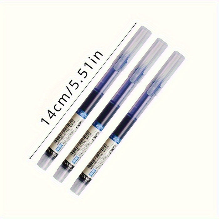 10pcs/straight Liquid Ball Pen Quick Drying Test Signature Gel Pen 0.5mm Black Blue Ink School Office Student Ball Pen Stationery School Rollerball Pen