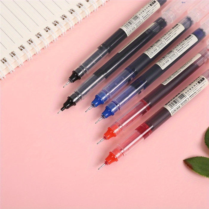 10pcs/straight Liquid Ball Pen Quick Drying Test Signature Gel Pen 0.5mm Black Blue Ink School Office Student Ball Pen Stationery School Rollerball Pen