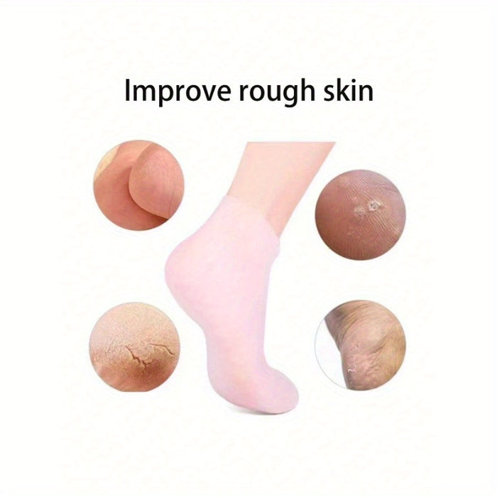 [Moisturizing Socks] Silicone Moisturizing Spa Socks | 1 Pair | Silicone | High Elasticity, Reusable, Non-Slip Gel Heel, Formaldehyde-Free | Overnight Use, Home Foot Care