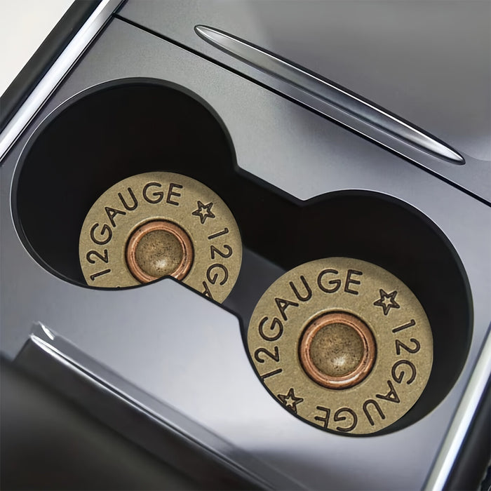 2pcs Bullet Design Absorbent Car Cup Holder Coasters - Fit for Vehicles, Home & Desk - Stylish Auto Interior Accessories for Men & Women