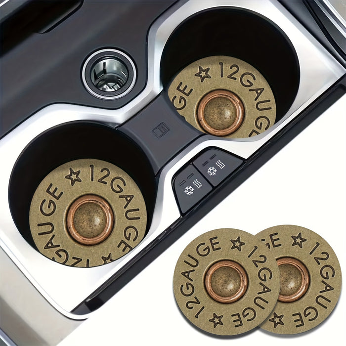 2pcs Bullet Design Absorbent Car Cup Holder Coasters - Fit for Vehicles, Home & Desk - Stylish Auto Interior Accessories for Men & Women
