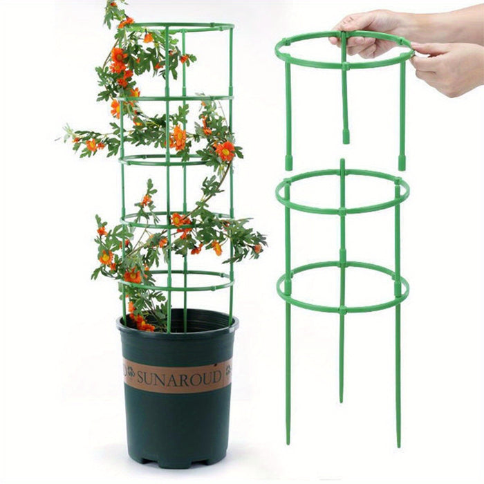 18-piece(3 3-Layer Stackable Plant Support Rings - 18-Piece Durable Plastic Garden Flower Stand